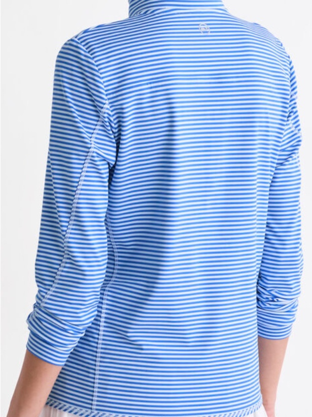 Vineyard Vines Blue Striped Performance Sankaty Shep Shirt Quarter-Zip Pullover - Picture 5 of 11